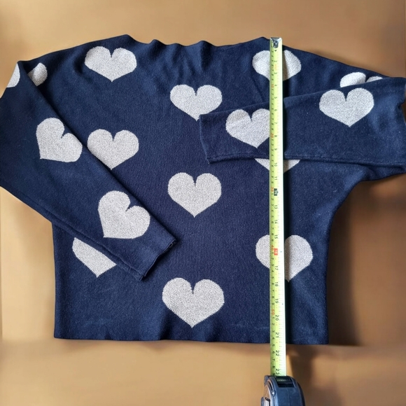 Belldini Metallic Gold Heart Dolman Sleeve Black Sweater - Picture 6 of 9